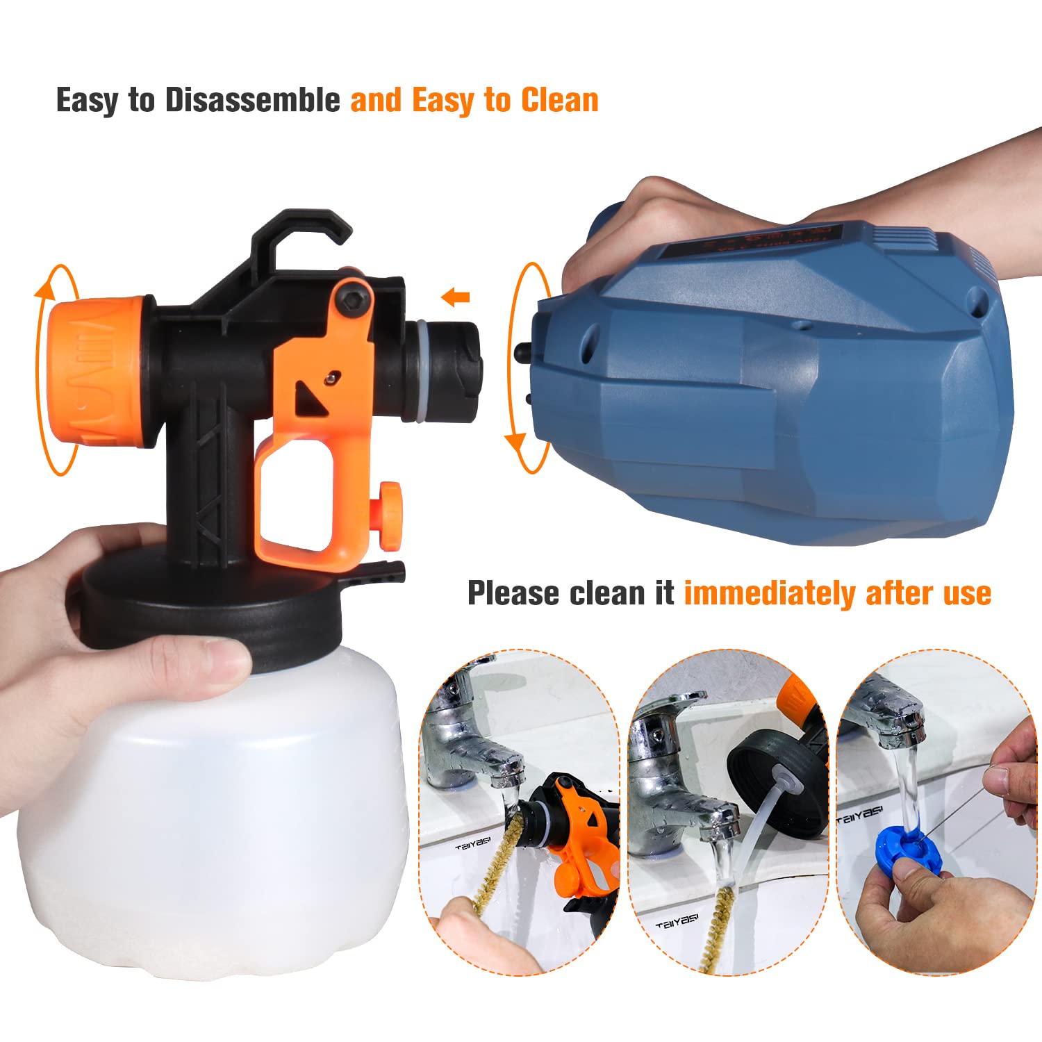 Paint Sprayer,Handife1200ml HVLP Electric Spray Gun with 5 Nozzles, 3 