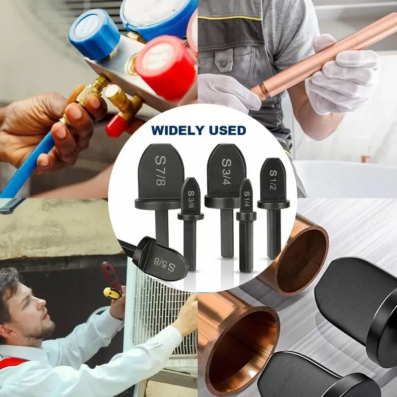 Swaging Tool Drill Bit Set, 2025 New HVAC Repairing Set Air Conditioner Copper Pipe Reamer, Manual Pipe Swage Tool Drill Bit Soft Copper tubing 1/4''， 3/8''，1/2''， 5/8''，3/4''，7/8'' Bits Set, dealsforyoudays