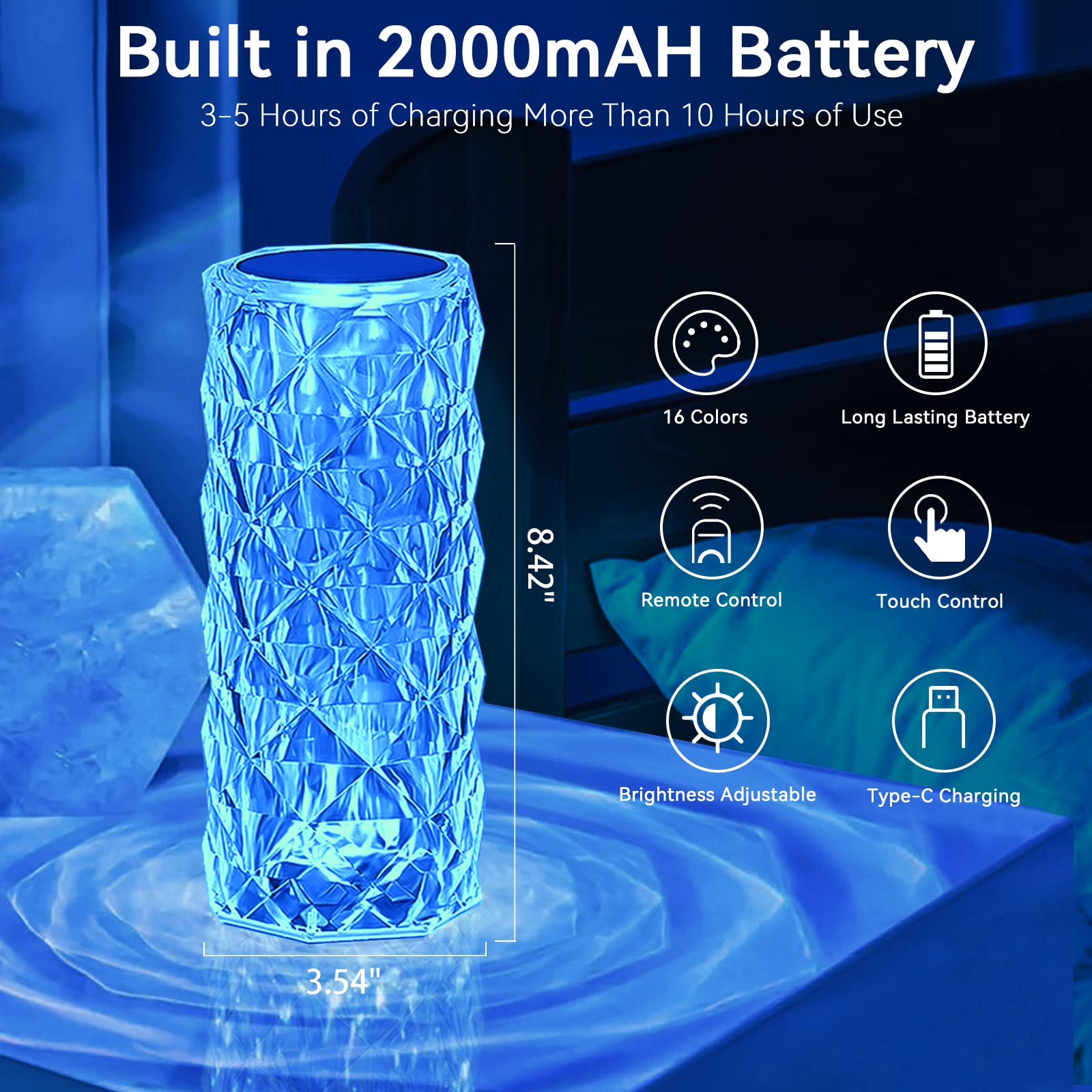 🎁New Year Sale- 49% OFF🎁Touching Control Rose Crystal Lamp - Buy 2 F