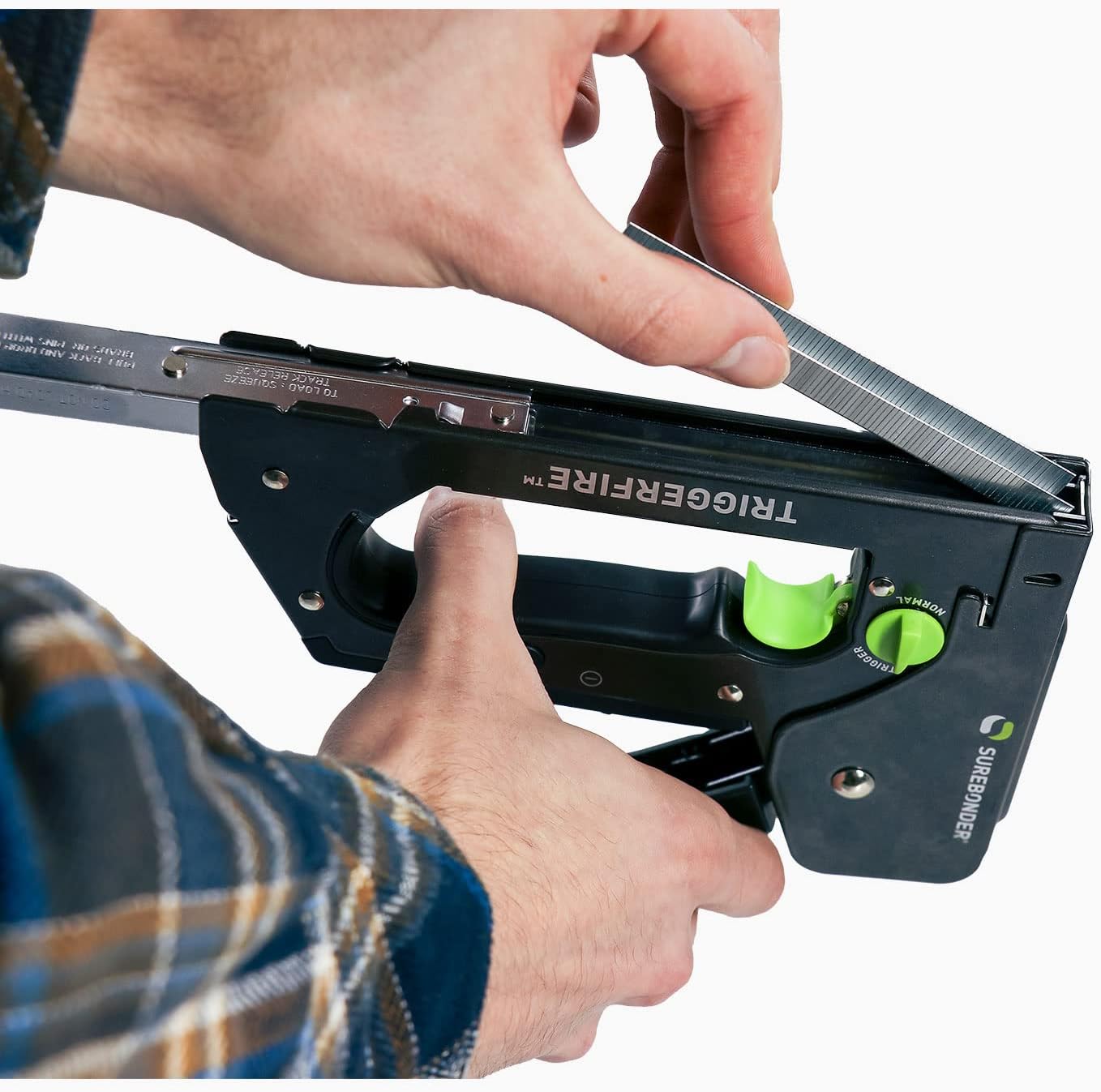 Heavy Duty Narrow Crown Staple Gun with Trigger Mode Useful Tool for Upholstery, DIY, Wood