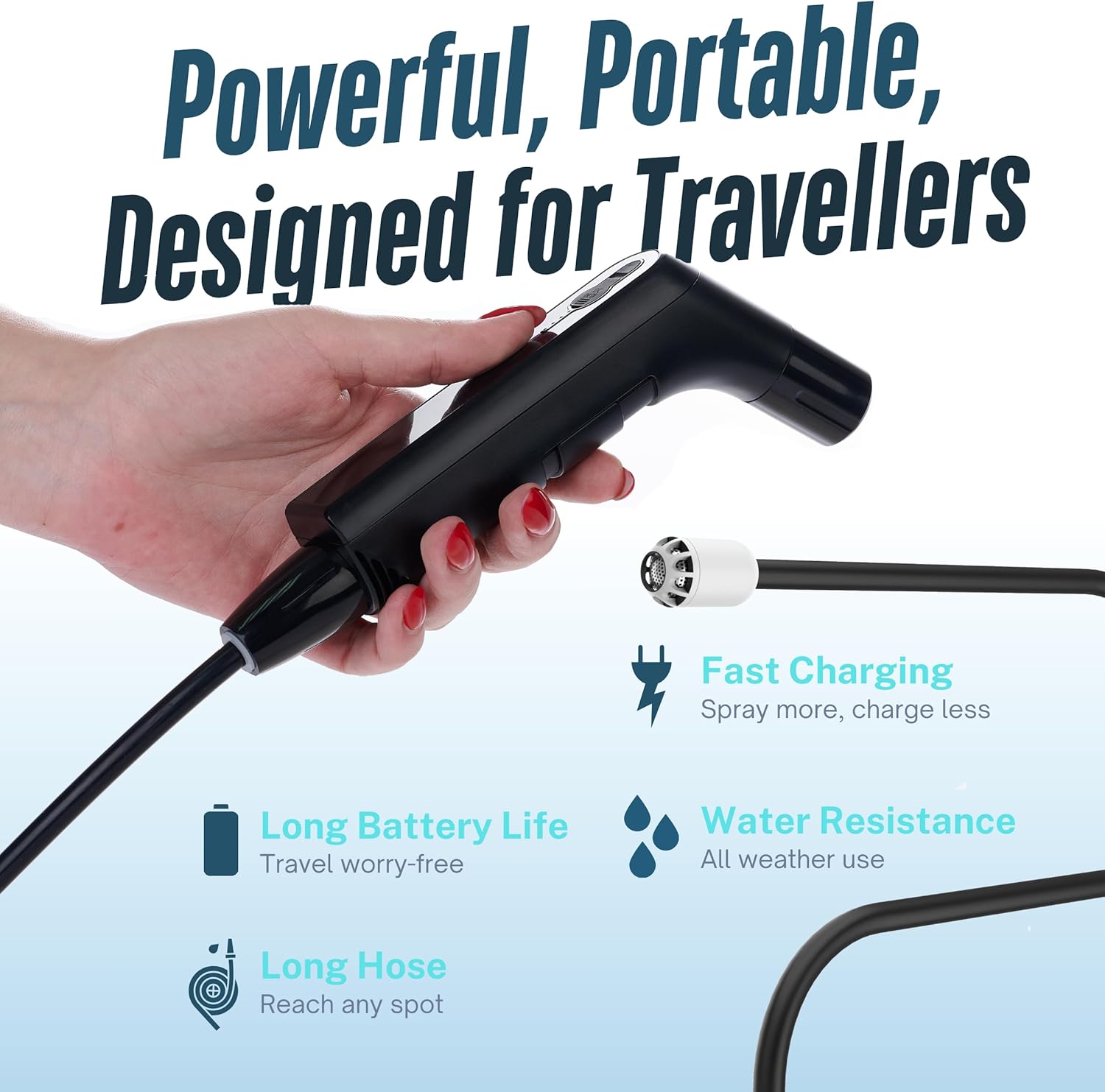 Portable Electric Rechargeable Travel Bidet, Mini Pressure Sprayer for Bathroom and Outdoor, Ideal for Travel