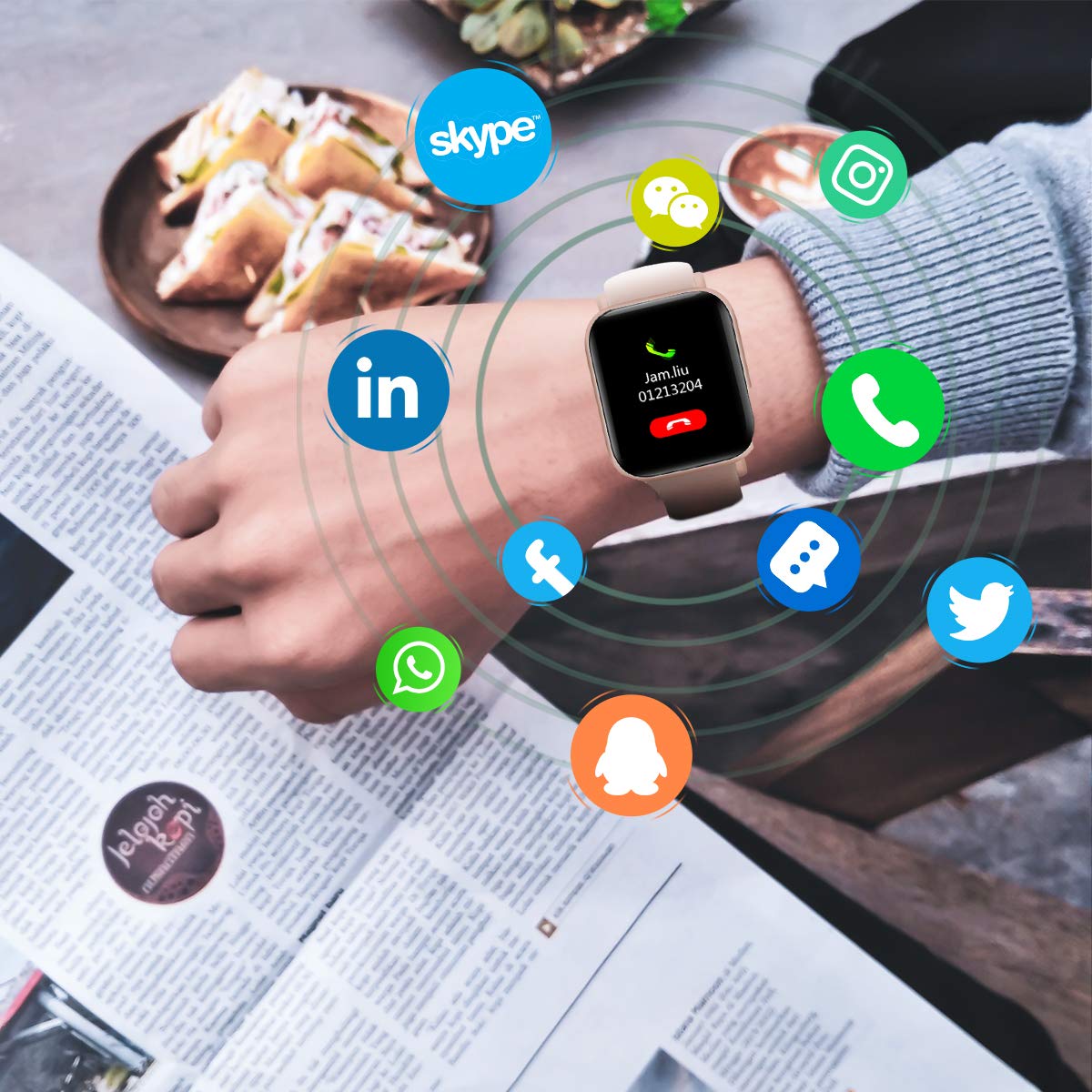 Bluetooth Smart Watches Fitness Tracker Watch -PINK