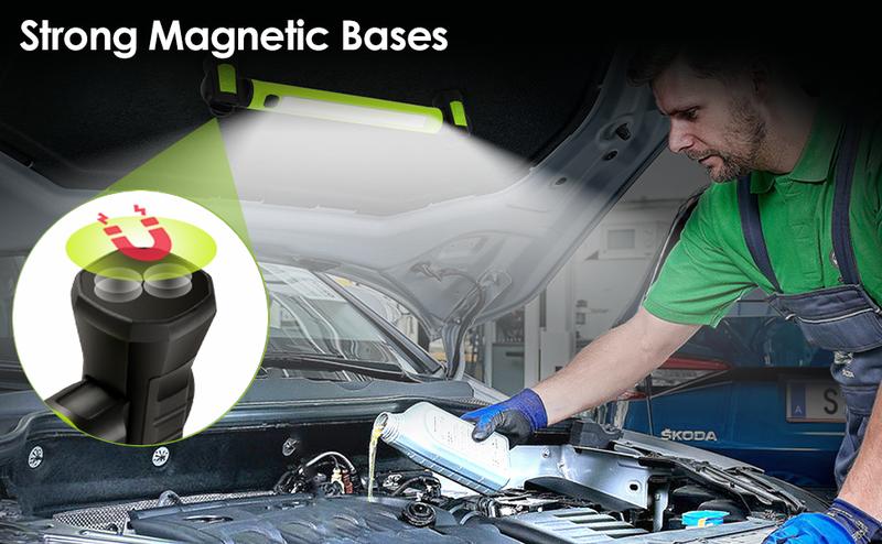 3000LM Work Light Flashlight, 5200mAh Rechargeable Underhood Lighting with Magnetic Base & Hanging Hooks, Handy Light for Car Repair/Garage/Job site/Power Outage/Emergency, Waterproof Durable Ledlight, Boyfriend Husband Father's Gift