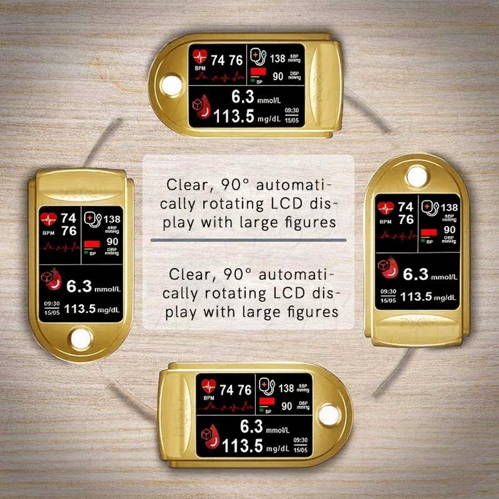 3-in-1 Health Monitor Painless Test - Extremely Fast Readings - Accurate Tracking ✅ Blood Sugar ✅ Heart Rate ✅ Blood Oxygen All-in-One!