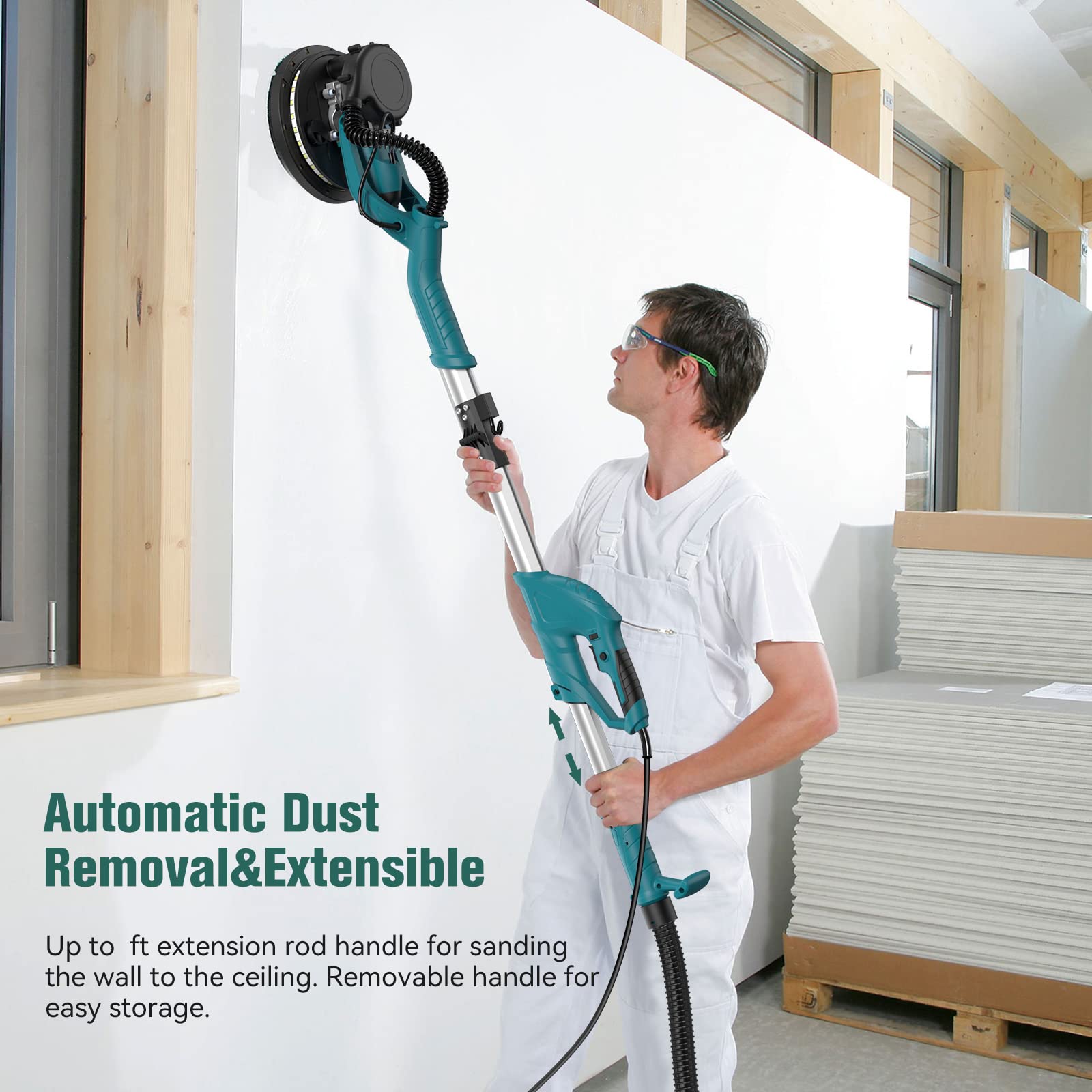 WAABENN Drywall Sander, 750 W, Foldable & Retractable Ceiling Sander, 