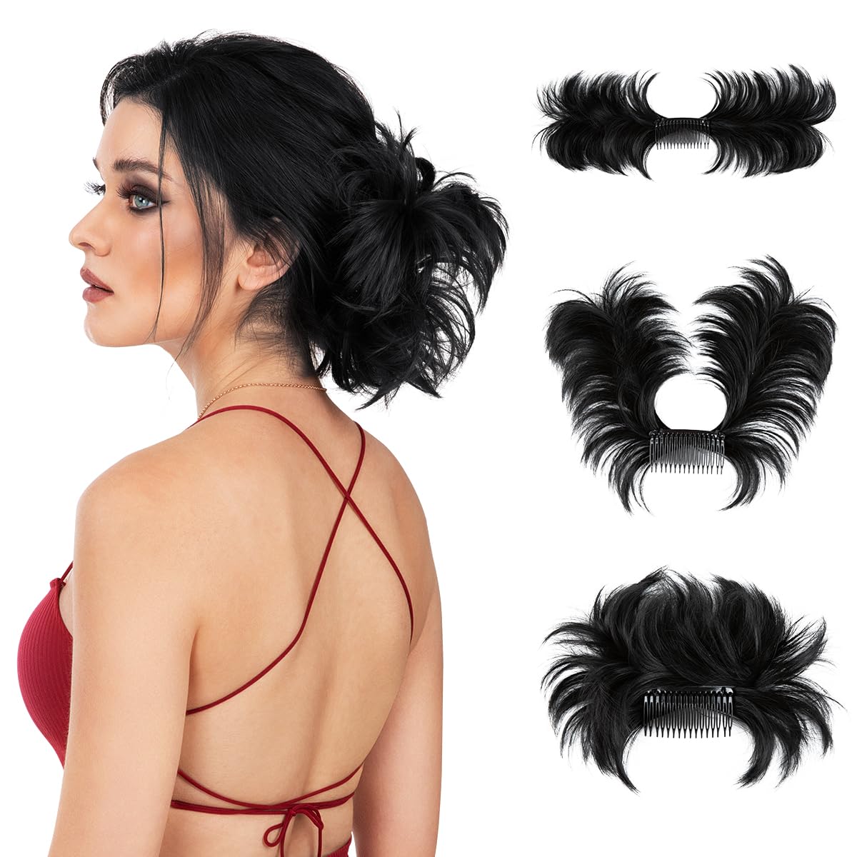 Messy Bun Hair Piece Side Comb Clip in Hair Bun Hairpiece