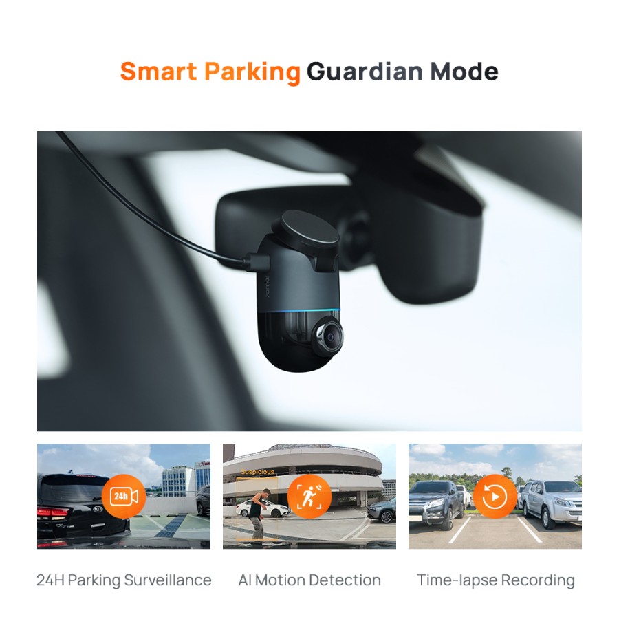 70mai Dash Cam Omni X200 360° Full View 4G Connect HD 1080P FOV 140° - Hitam+4G Kit, Built-in 64G