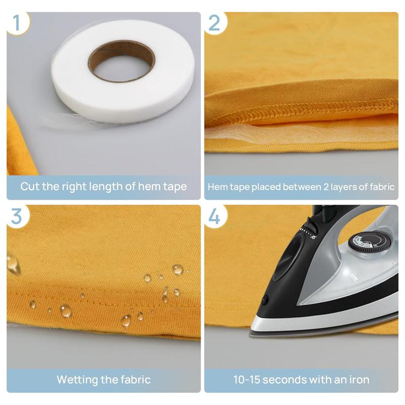 Stitch Witchery 140 Yards Iron on Hemming Tape - 2 Rolls, 0.59 inch No Sew No Iron Fusible Tape for Hemming, Curtains, Pants, Clothes