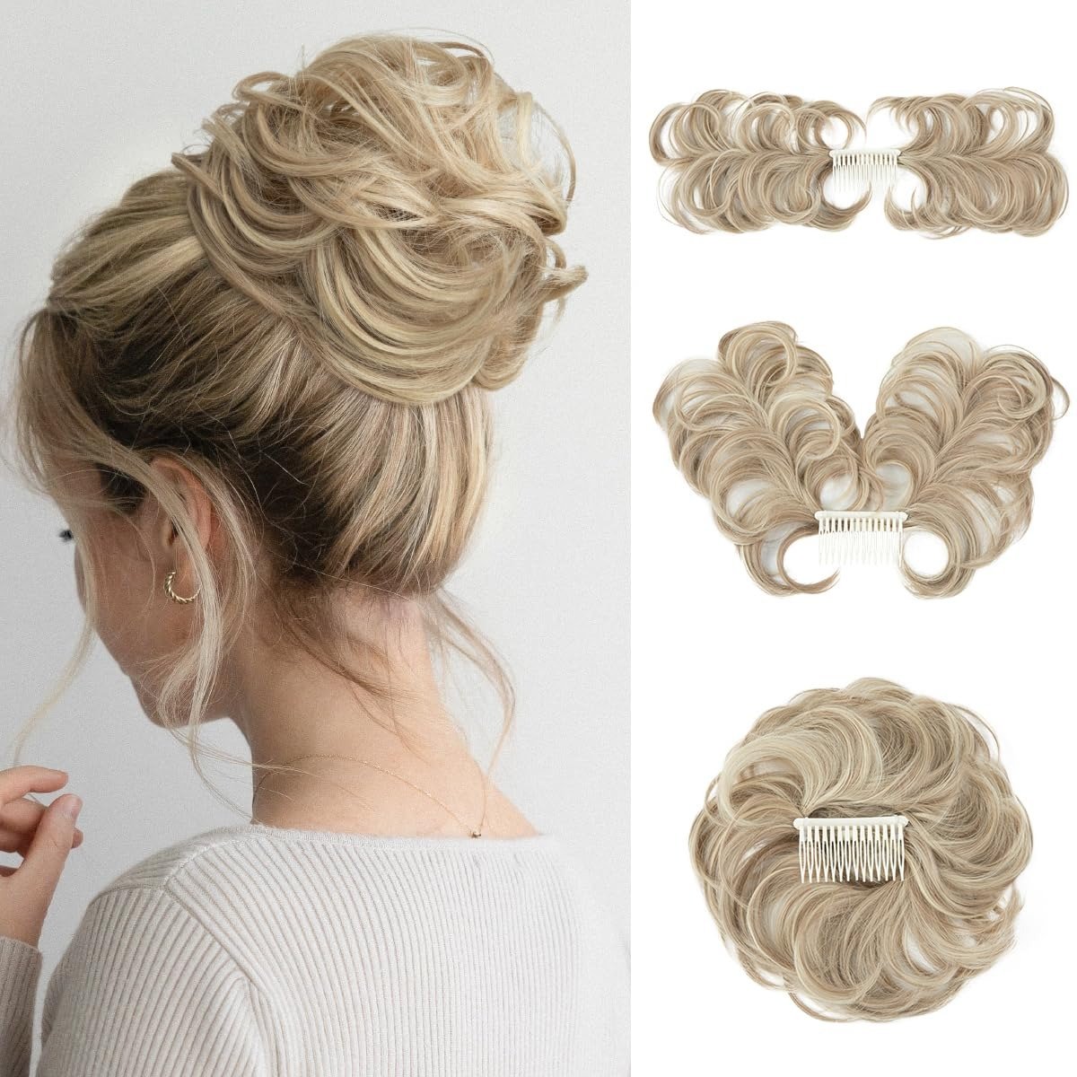 Messy Bun Hair Piece Side Comb Clip in Hair Bun Hairpiece