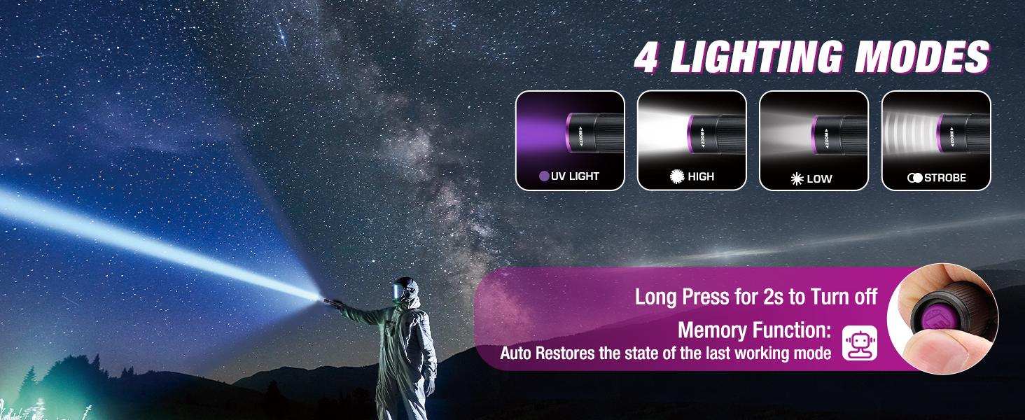 #Summervibes EverBrite Rechargeable Pen Flashlight with UV Light and White Light, 395nm Black Flashlight with Clip, Zoomable 4 Modes with Memory Function, USB C Cable, for Camping, Emergency, Pet Urine Detection #Summervibes EverBrite Rechargeable Pen Flashlight with UV Light and White Light, 395nm Black Flashlight with Clip, Zoomable 4 Modes with Memory Function, USB C Cable, for Camping, Emergency, Pet Urine Detection