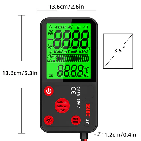 BSIDE Rechargeable Digital Multimeter Electrical Voltage Tester Pocket Smart Voltmeter Resistance Continuous Frequency V-Alert Real Time Voltage Tester with Carrying Case