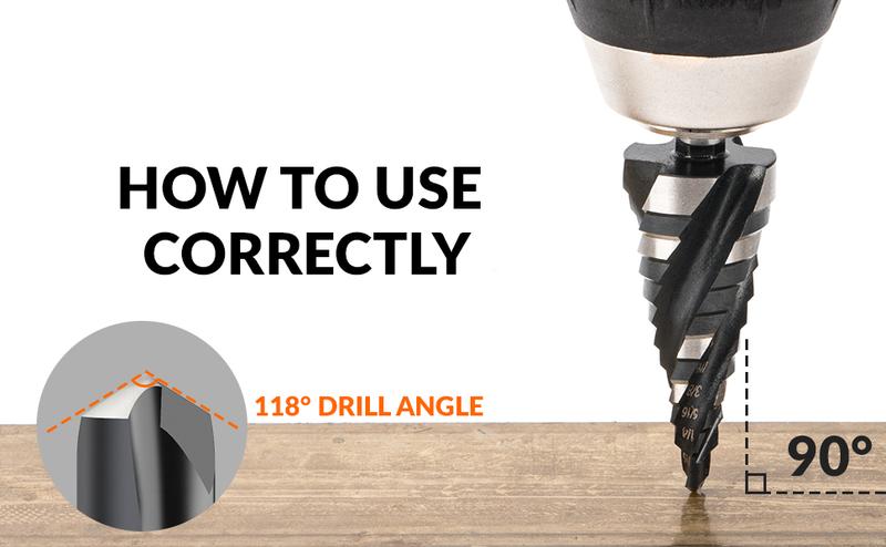 【TikTokShopBlackFriday 】THINKWORK 3-Pc HSS Step Drill Bit Set with Tool Box 1/4" Shank for Aluminum Wood & Plastic Cobalt Step Universal Power Drilling Tools - Hardware