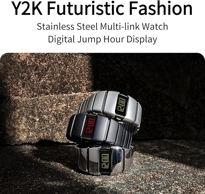 Unique Metal Wristwatch, Stainless Steel Men's Digital Watches