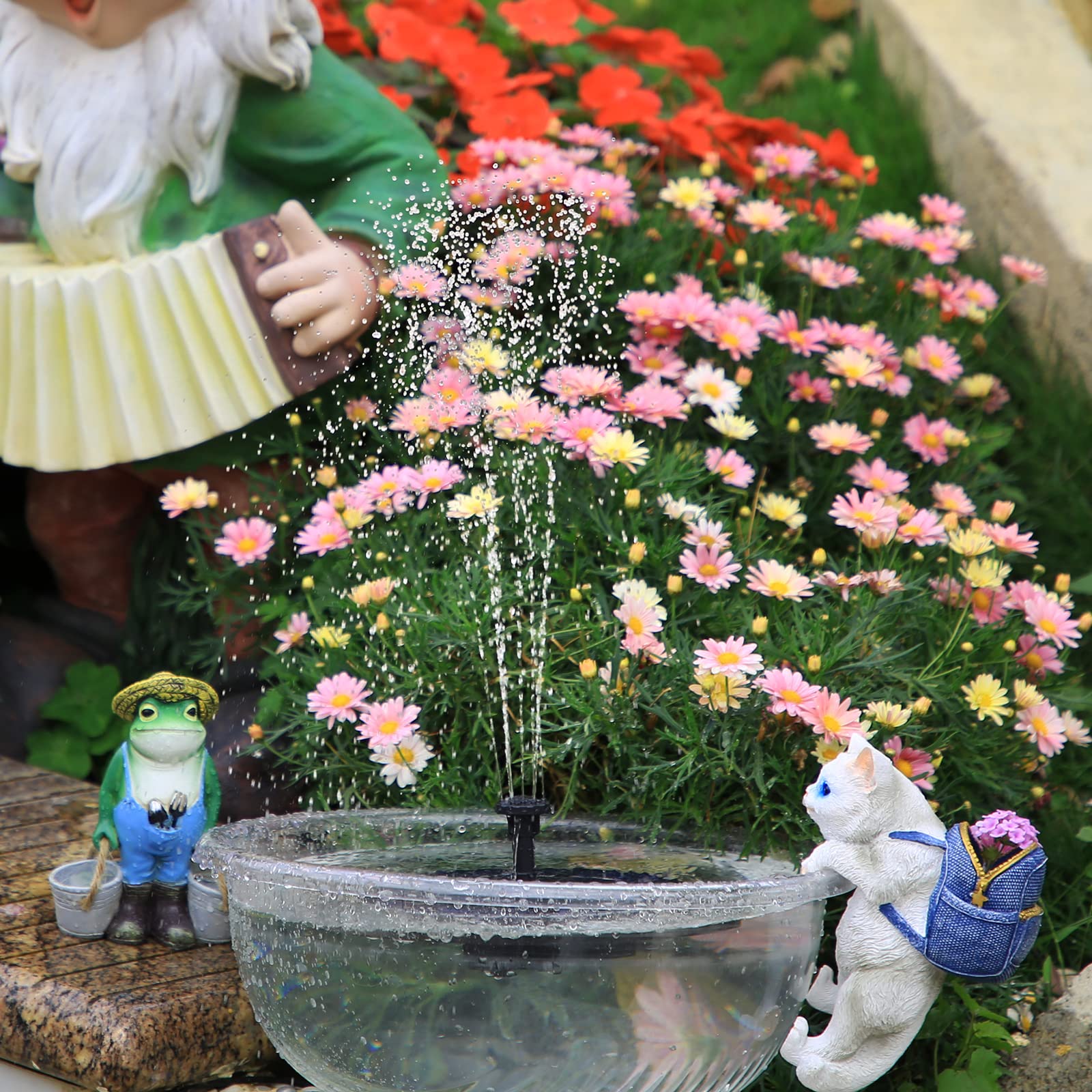 Outdoor solar-powered fountain, suitable for gardens, ponds, bird baths, and DIY water features. Solar-powered floating fountain pump.