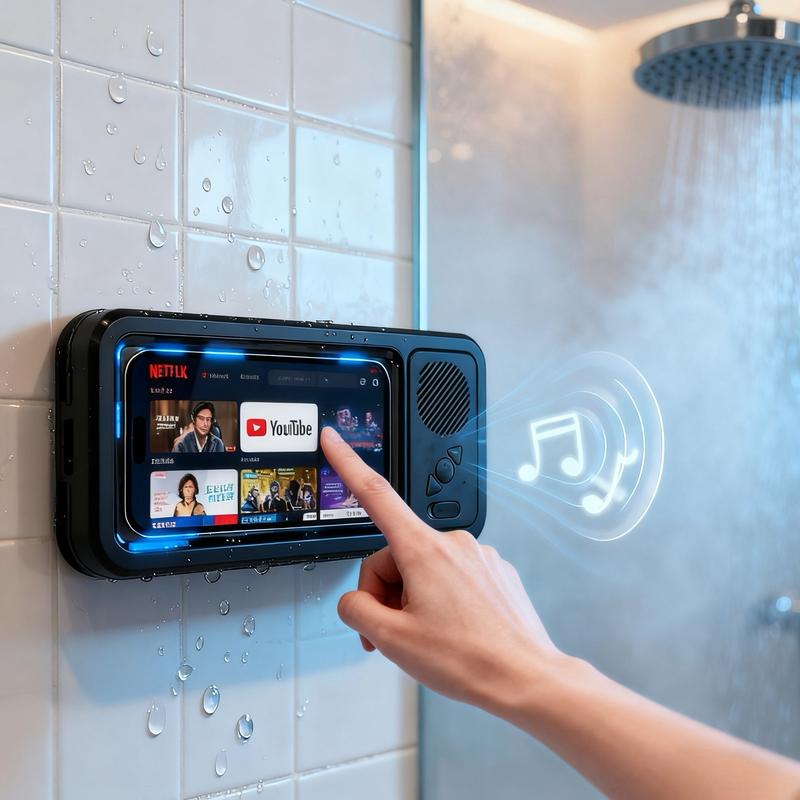 Waterproof box speaker, bathroom waterproof 360 ° rotating touch screen