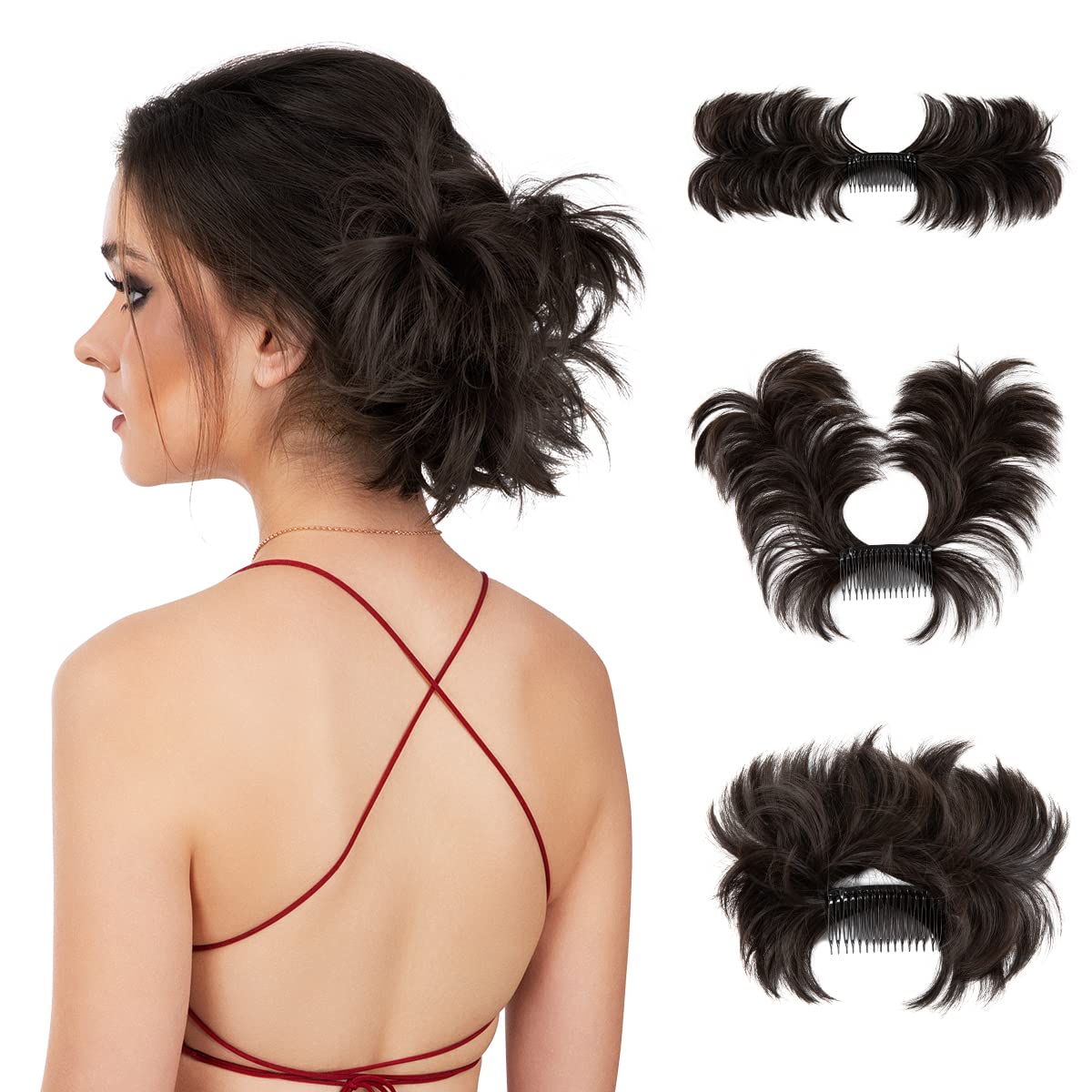 Messy Bun Hair Piece Side Comb Clip in Hair Bun Hairpiece