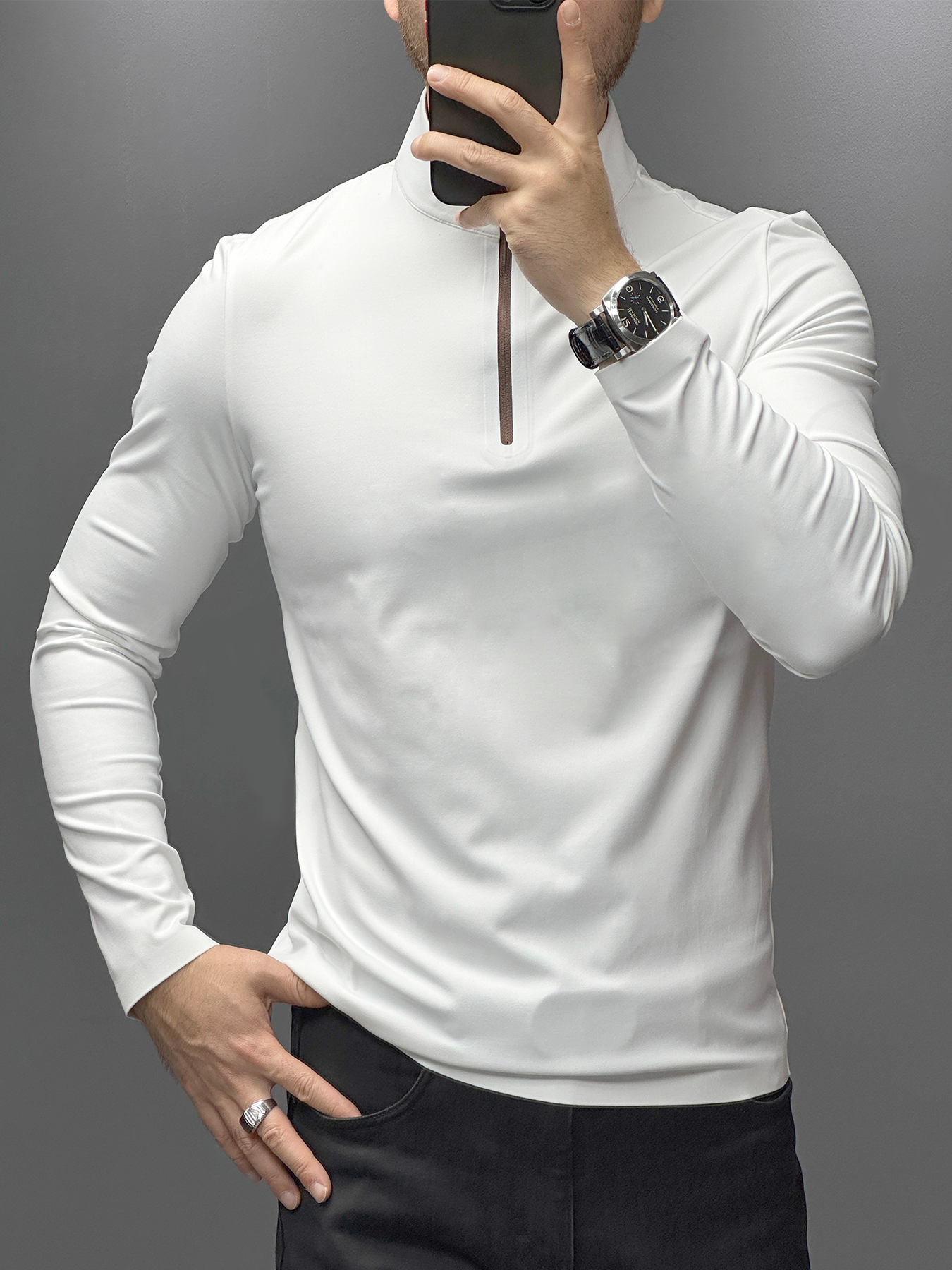 SmoothBlend Half Zip Mock Neck Tee
