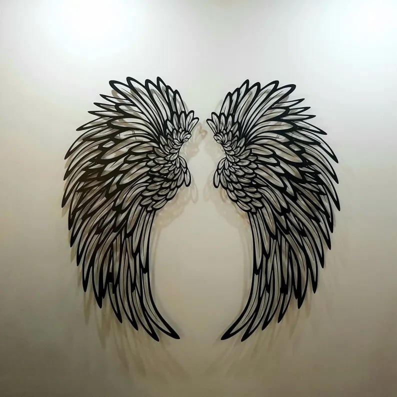 Last Day 49% Off 🎁1 Pair Angel Wings Metal Wall Art with Led Lights