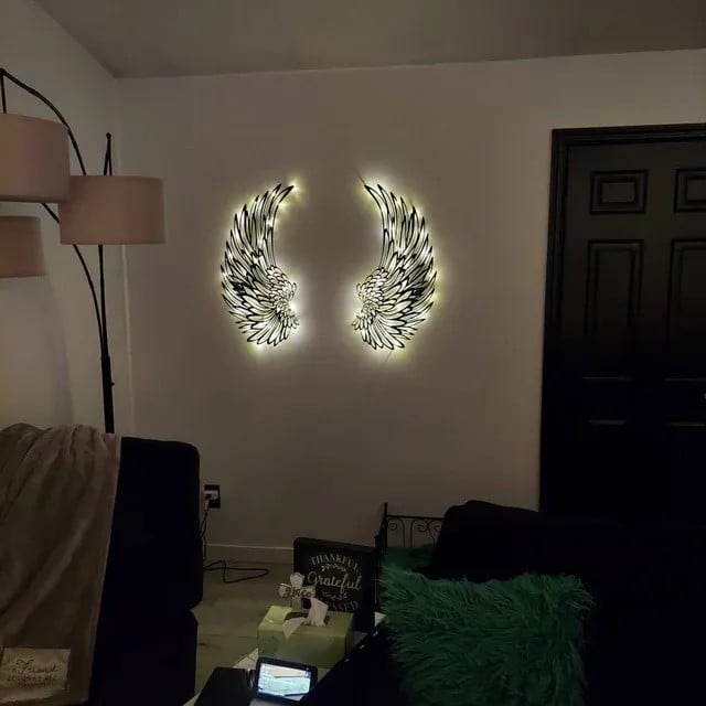 Last Day 49% Off 🎁1 Pair Angel Wings Metal Wall Art with Led Lights