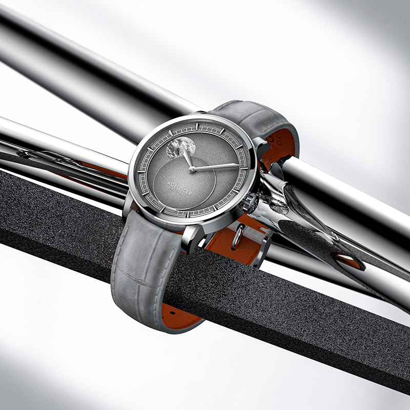 Agelocer New In Original Panoramic Luminous Moon  Phase Design  Luminous Moon Sapphire Glass