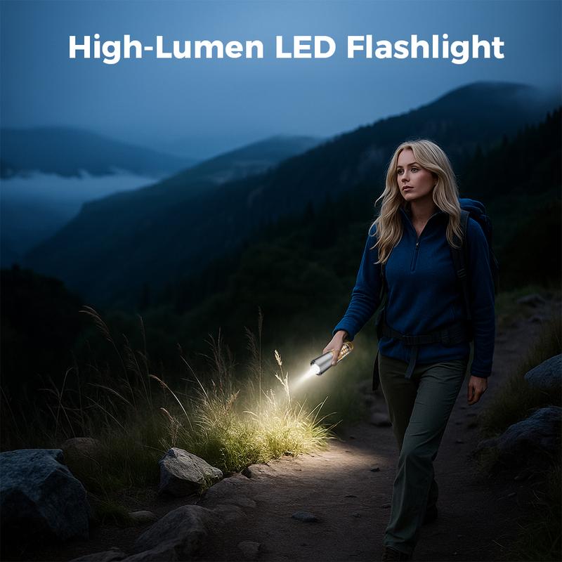 Rechargeable LED Flashlight with 360° Camping Lantern – Super Bright, Long Range Flashlight