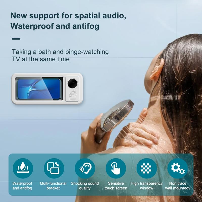 Waterproof box speaker, bathroom waterproof 360 ° rotating touch screen