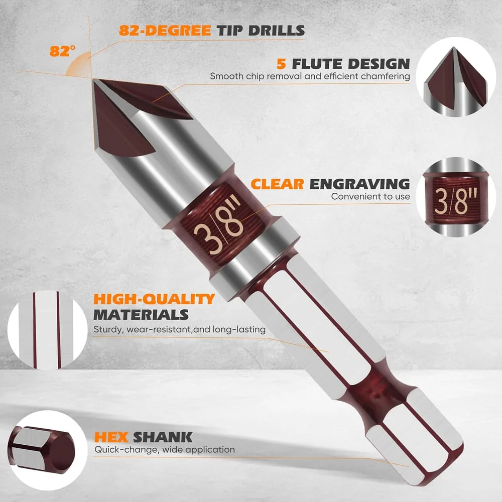 Last Day 49% OFF🔥5-Piece HSS Countersink Drill Bit Set