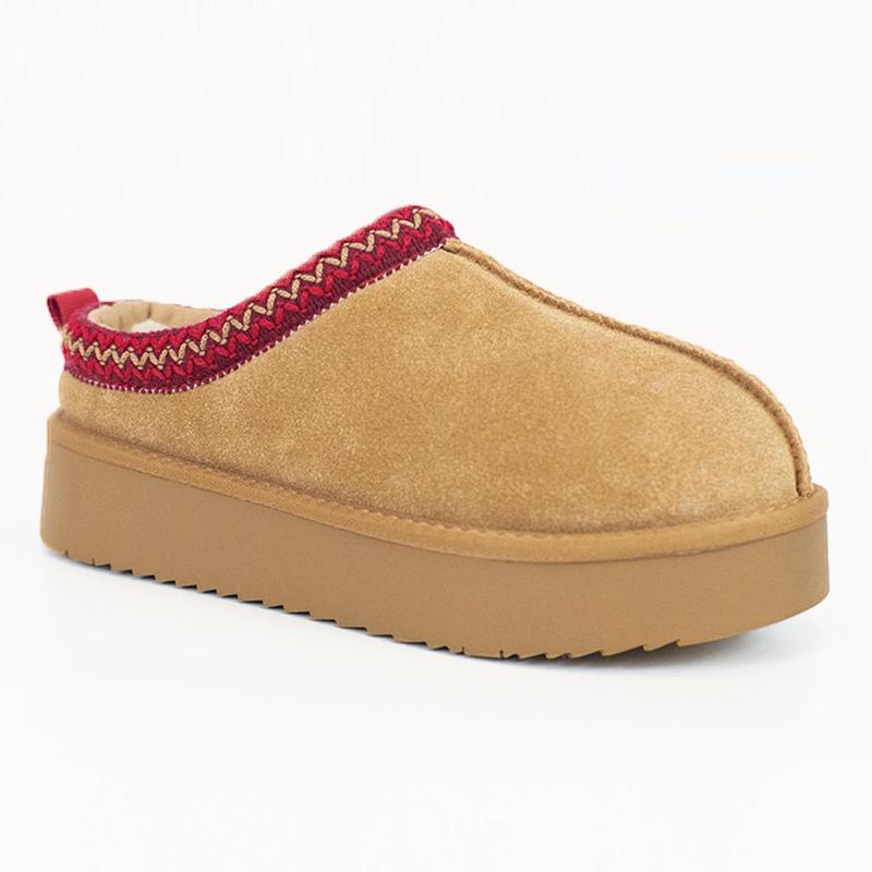 EVELLYHOOTD Braided Leather Outdoor Suede Slippers Women's Mini Platform Boots with Fluffy Fur Lining Short Ankle Boots for Autumn Winter Warm Walking Shoes