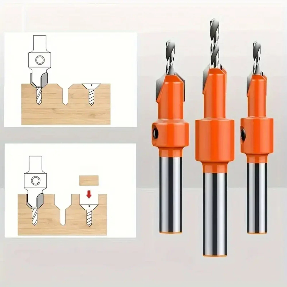  Juego 6 Piezas Brocas Avellanadoras Madera Tope Ajustable