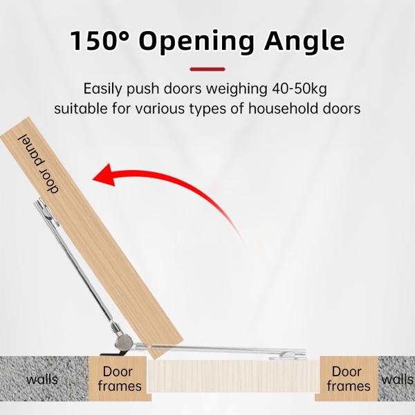 Automatic Door Closer, Zinc Alloy Safety Spring Door Closer Adjustable 50 kg Closing Door Hinge