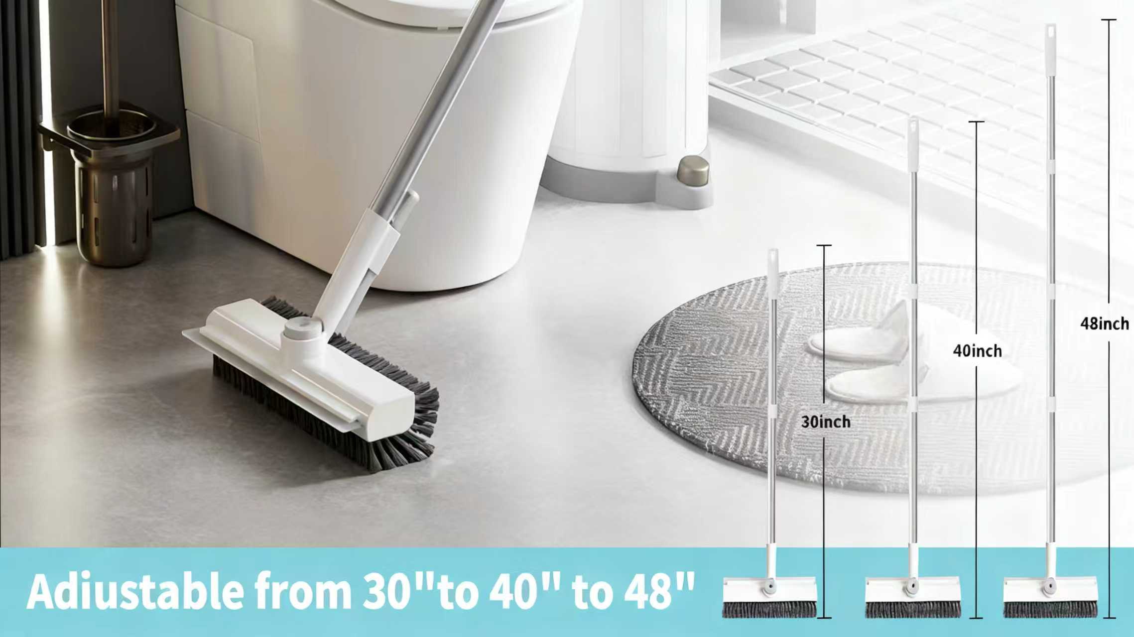 AIRU Floor Scrub Brush Bathtub Brush with Long Handle 3 in 1 Scrape and Heavy-Duty Stiff Bristle Scrubber Brush for Cleaning Shower Bathroom Patio Garage Kitchen Wall and Deck Cleaning Supplies for Home Essential Items for Home Christmas Gifts