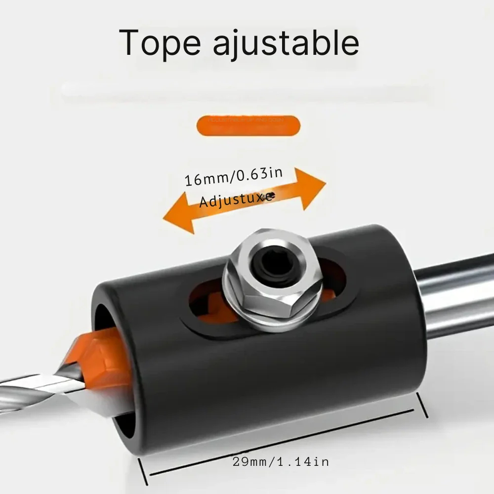  Juego 6 Piezas Brocas Avellanadoras Madera Tope Ajustable