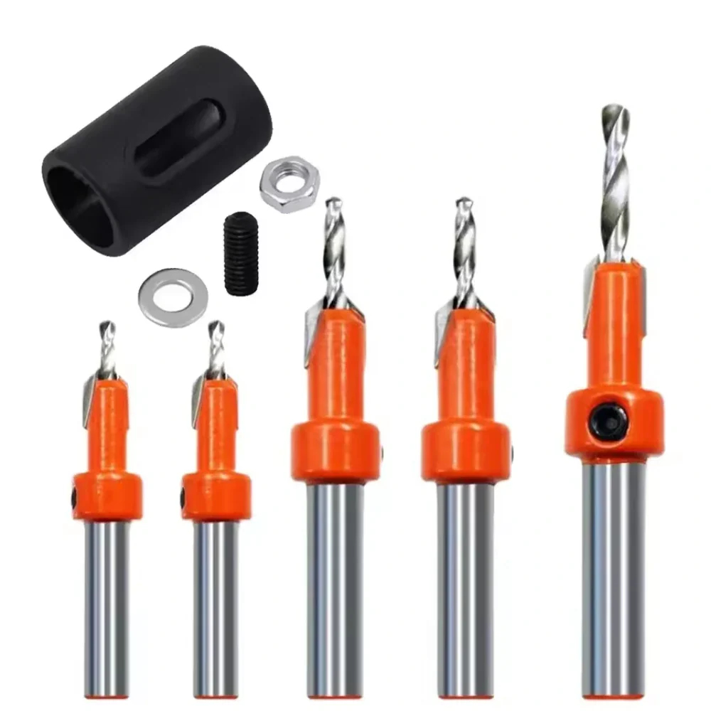  Juego 6 Piezas Brocas Avellanadoras Madera Tope Ajustable