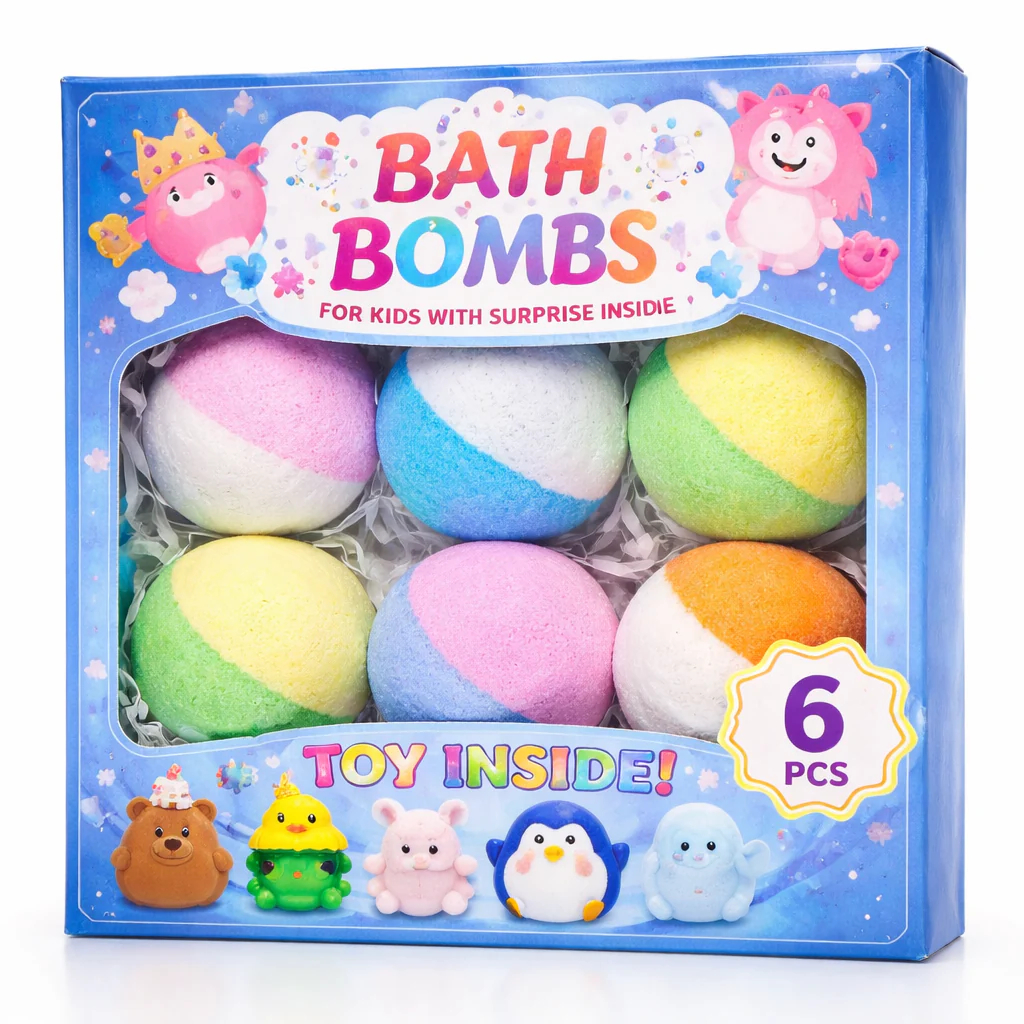 Bath Bombs – 6/12 Pack with Surprise for Kids