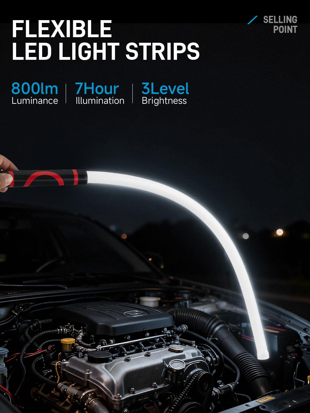 Bendable LED Flashlight Stick - 31" Flexible Design, 7-Hour Long Battery Life, High Lumens for Off-Road, Garage Mechanics, and Hard-to-Reach Areas Like Engine Bays Bendable LED Flashlight Stick - 31" Flexible Design, 7-Hour Long Battery Life, High Lumens for Off-Road, Garage Mechanics, and Hard-to-Reach Areas Like Engine Bays