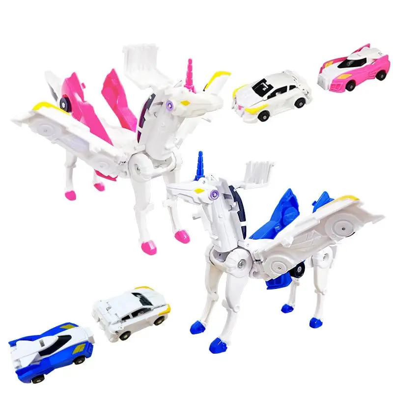 Transform car toys into magical flying dinosaur and unicorns!2Pcs Transforming Car-Robot for Kids, Automatic Deformation of Magnetic Connections. cars kids