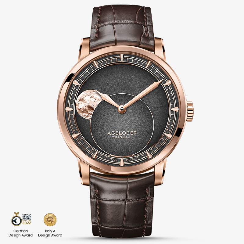 Agelocer New In Original Panoramic Luminous Moon  Phase Design  Luminous Moon Sapphire Glass