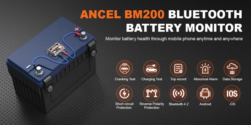 Product Introduction of ANCEL BM200 12V Car Battery Tester, Bluetooth 4.2 Auto Battery Load Analyzer for Lithium & Lead-Acid Batteries with Cranking Charging Test Alarm Record Voltage History 21