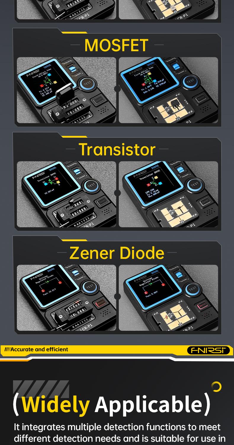 Product Introduction of FNIRSI LCR-P1 Transistor Tester Diode Triode Capacitance Resistance Meter LCR ESR Meter NPN PNP MOSFET IR Multifunction Tester 9