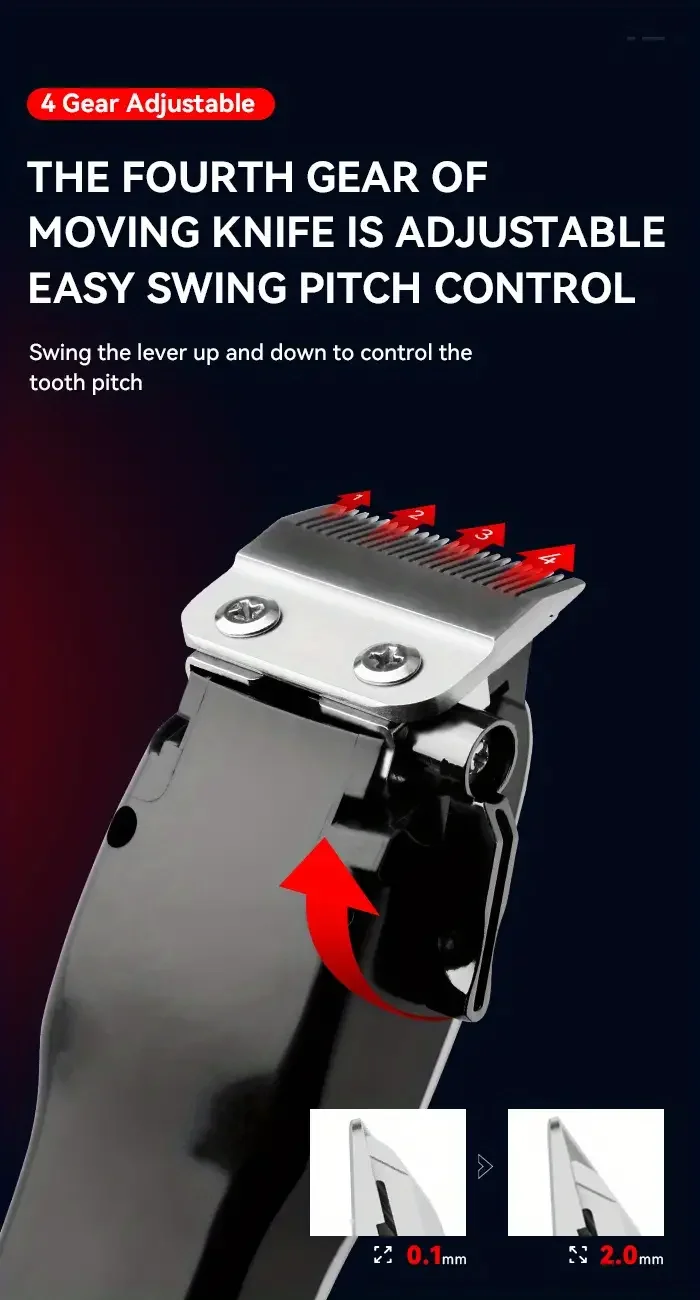 Cortadora el&eacute;ctrica Comi KM-PG809A de alta potencia con cabezal de carga r&aacute;pida ajustable y pantalla digital LCD profesional detalles 5