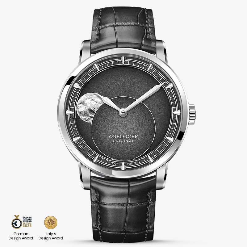 Agelocer New In Original Panoramic Luminous Moon  Phase Design  Luminous Moon Sapphire Glass