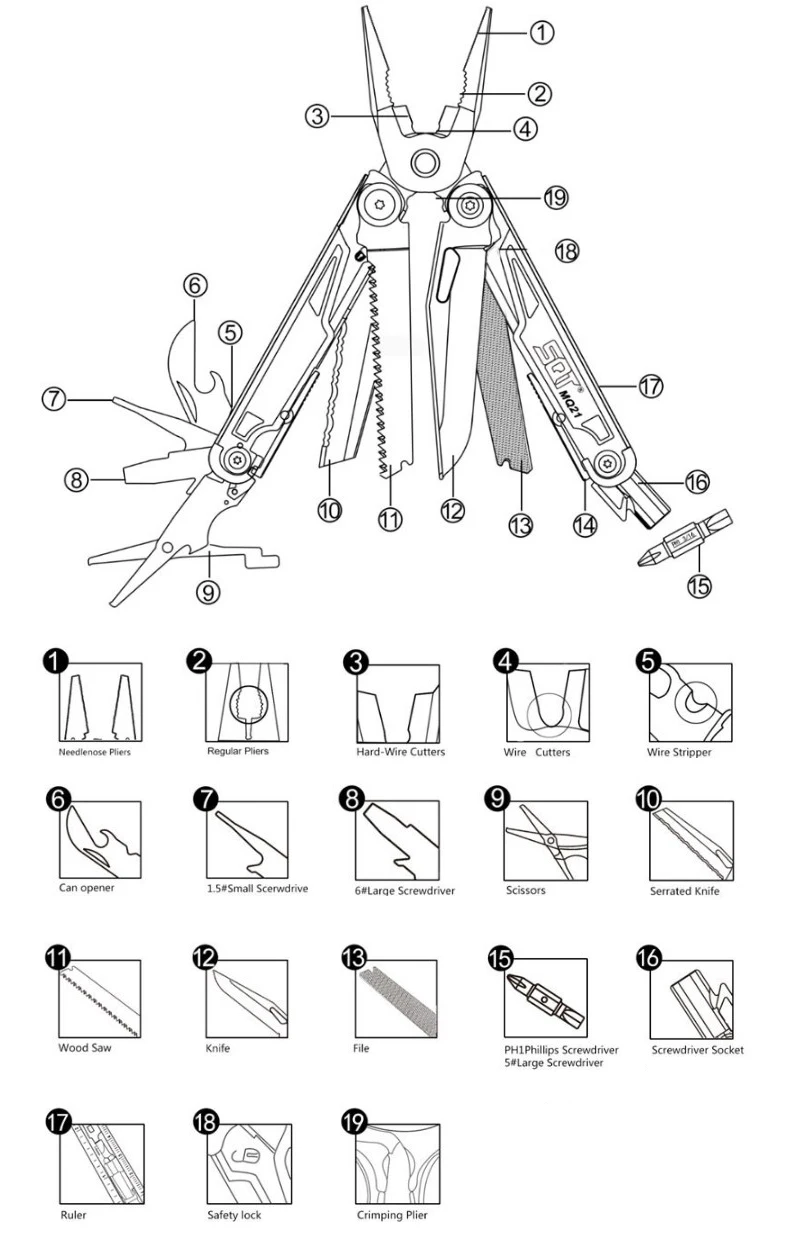 螺丝刀直尺多功能2CR多工具钳套装不锈钢螺丝刀工具多功能设备便携式