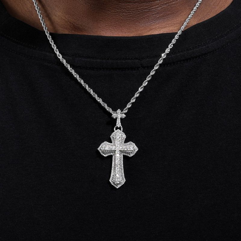Μενταγιόν Helloice Ice Cluster Princess Cut Cross Cut