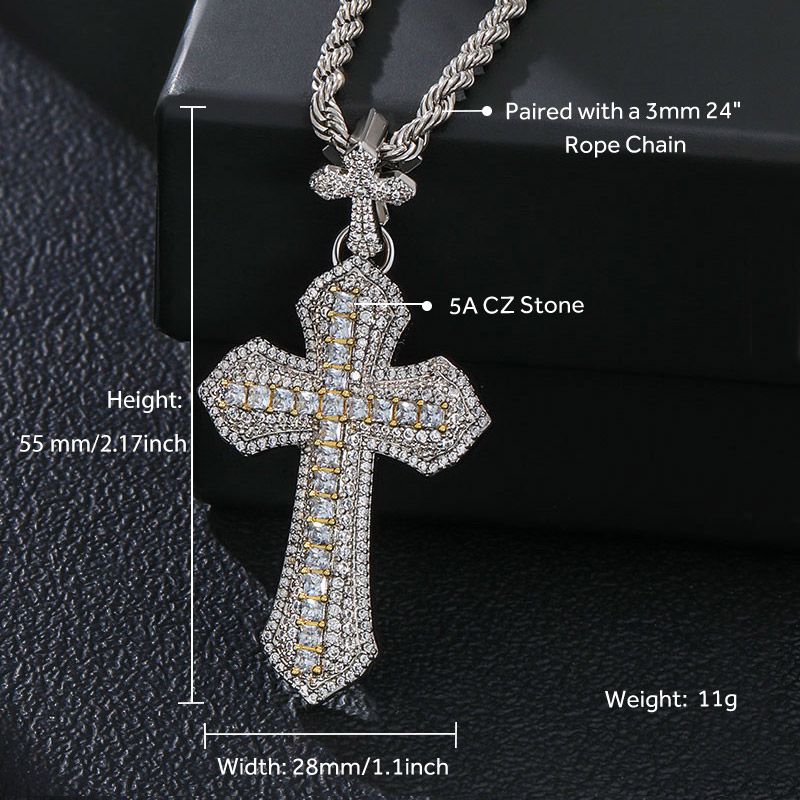 Μενταγιόν Helloice Ice Cluster Princess Cut Cross Cut