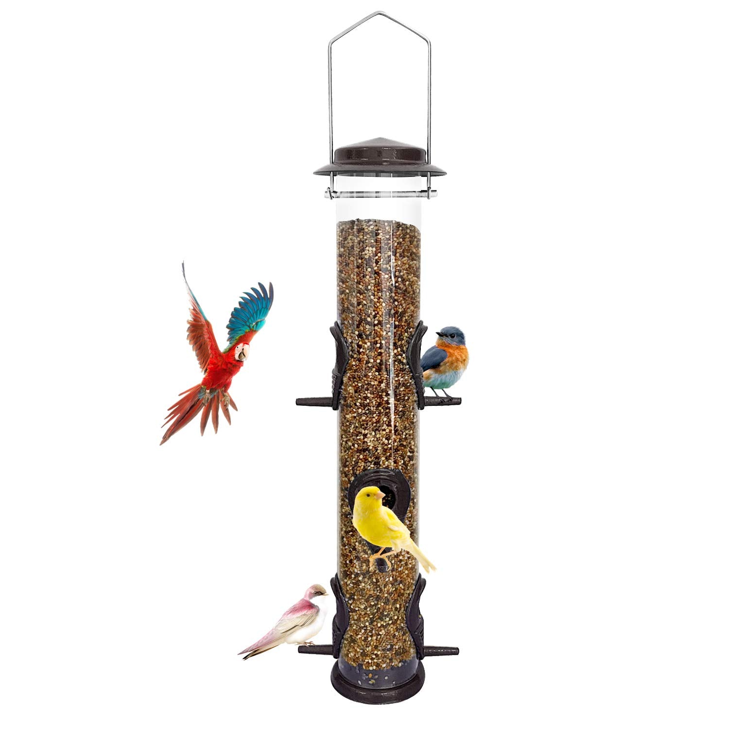 Metal bird feeder tube hanging wild bird feeder six-piece bird feeder