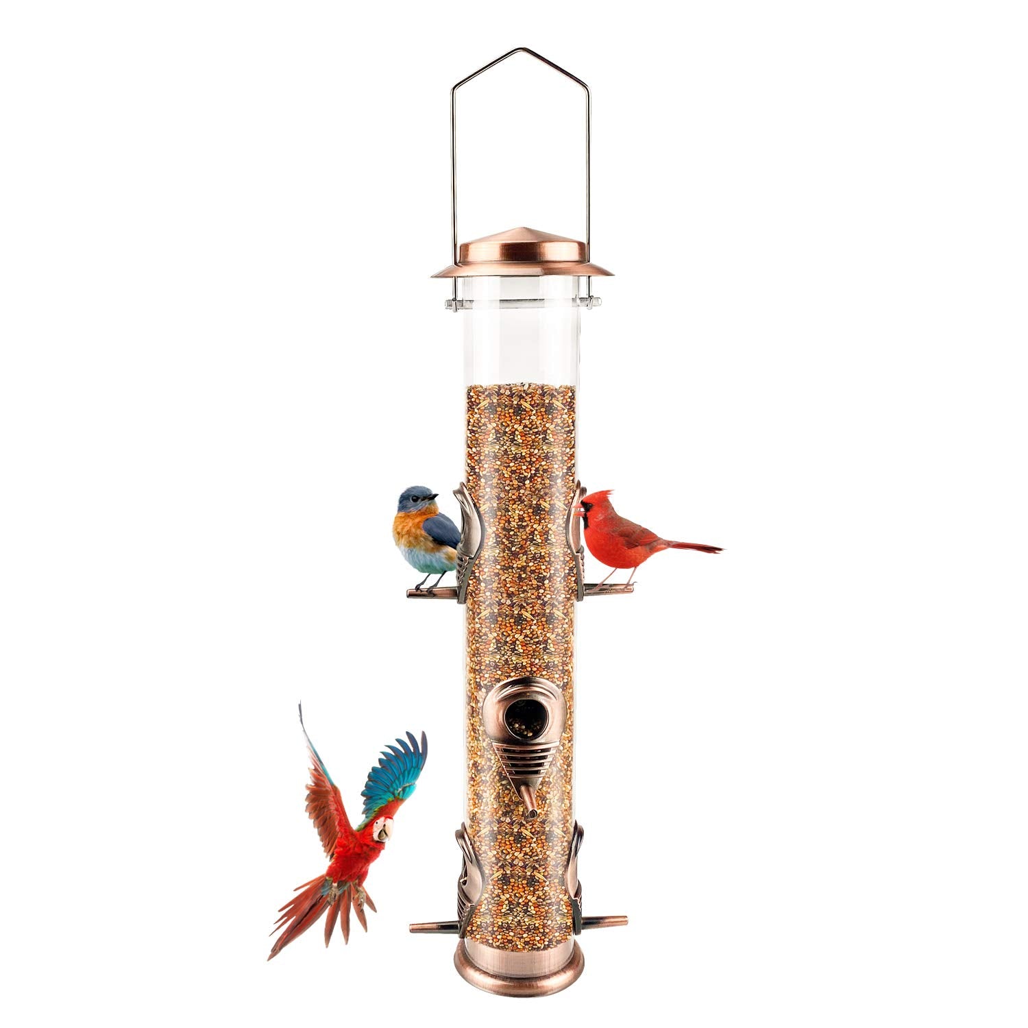 Metal bird feeder tube hanging wild bird feeder six-piece bird feeder