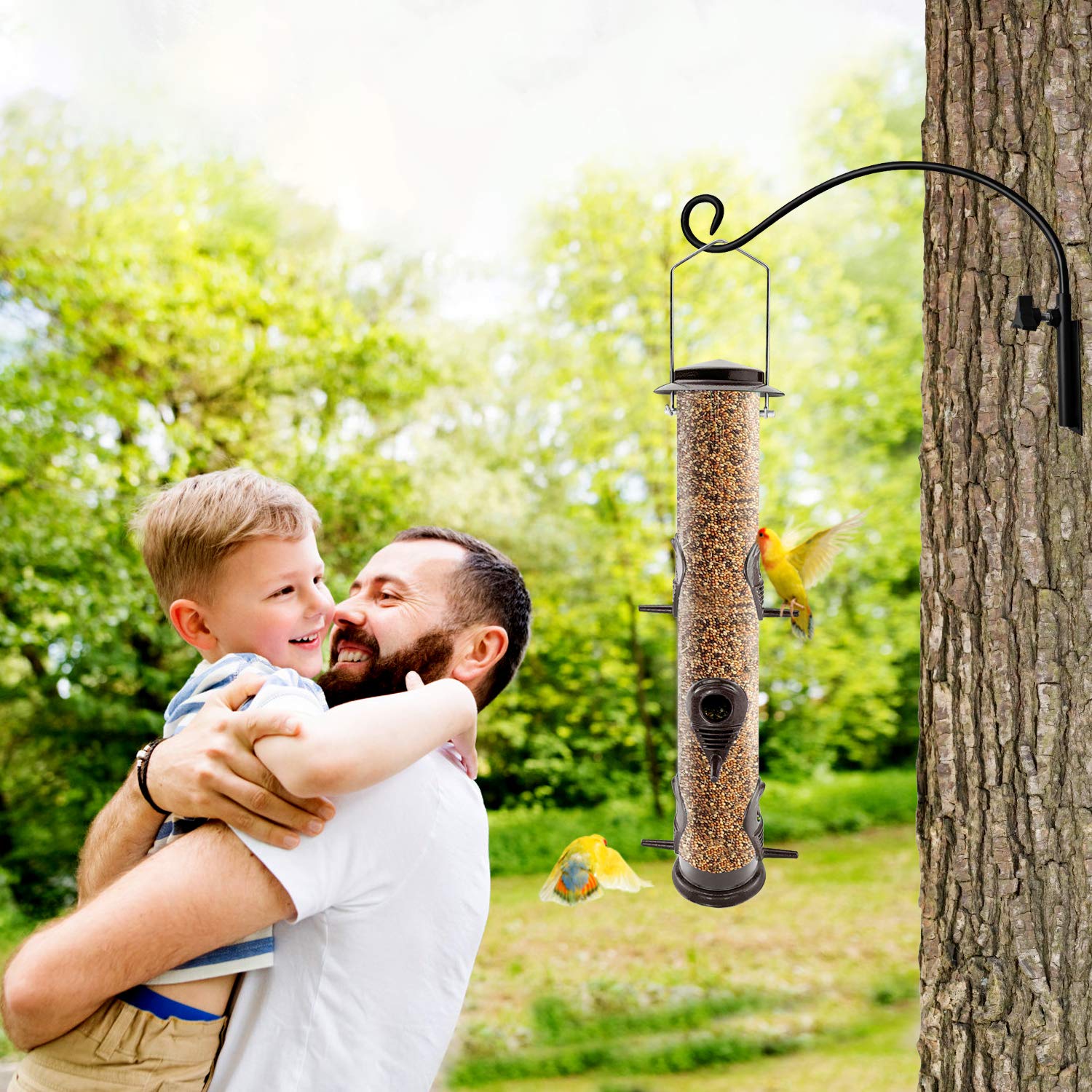 Metal bird feeder tube hanging wild bird feeder six-piece bird feeder