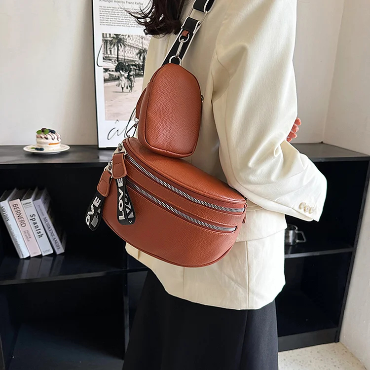 Multi-pocket Chest Bag Casual PU Leather Waist Bag Soft Adjustable for Party