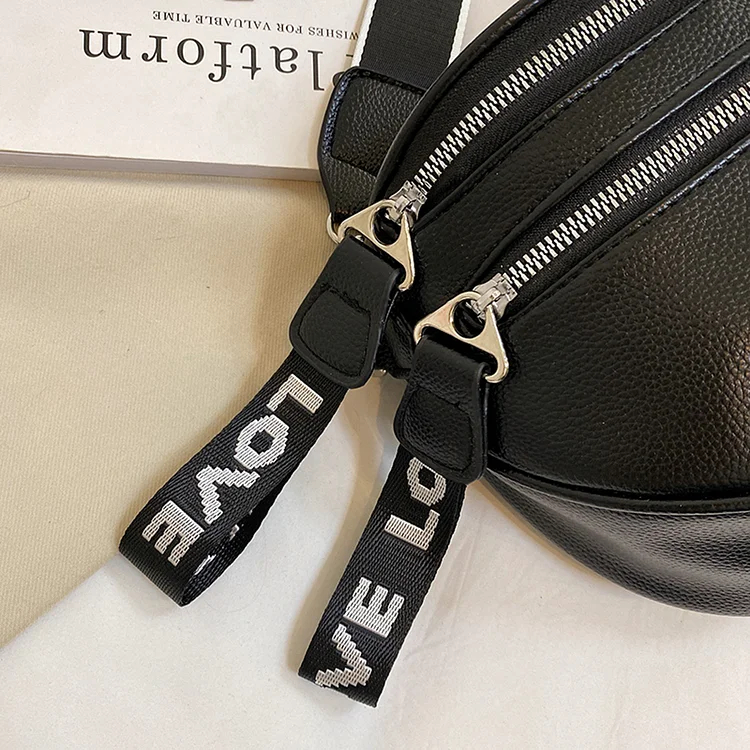 Multi-pocket Chest Bag Casual PU Leather Waist Bag Soft Adjustable for Party