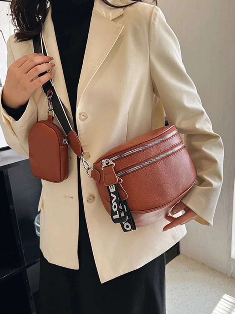 Multi-pocket Chest Bag Casual PU Leather Waist Bag Soft Adjustable for Party